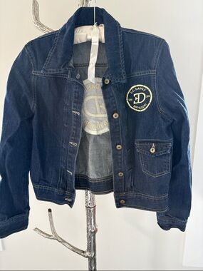 Denim Kids' Jacket with Patch Logo - Dark Blue